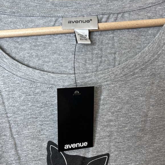 NWT Avenue Womens Cotton Cat Print High Low Top Grey 30/32 PLUS SIZE - Picture 6 of 10